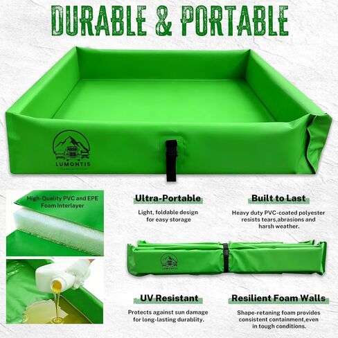 حاجز احتواء ثانوي قابل للطي مقاس 4 × 4 × 6 بوصة، انسكاب زيت PVC سميك قابل لإعادة الاستخدام، وقود تعدين انسكاب الخرسانة في المختبر، التحكم في الانسكابات الكيميائية، احتواء التسرب عالي التحمل، مقاوم للأشعة فوق البنفسجية، سهل التنظيف in Kuwait