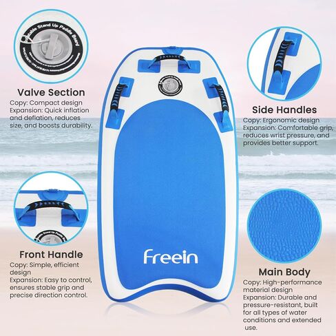Freein Body Board Inflatable, Surfboards BodyBoards for Beach River, Foldable Design for Easy Storage and Transport in Kuwait