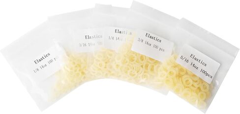 Extraoral Orthodontic Elastics, 14 oz O-Ring Dental Rubber Bands for Braces Headgear, 500 Count, Multiple Sizes (elastics-500-mix) in Saudi Arabia