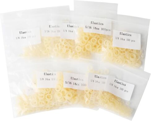 Extraoral Orthodontic Elastics, 14 oz O-Ring Dental Rubber Bands for Braces Headgear, 500 Count, Multiple Sizes (elastics-500-mix) in Saudi Arabia