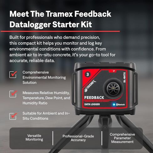 Tramex Feedback Datalogger Starter Kit FBSK5.1 | Feedback Datalogger DL-RHTX & RH Probe with Case | Measure & Log Ambient & in-situ Relative Humidity & Temperature Conditions in Buildings & Concrete in Kuwait