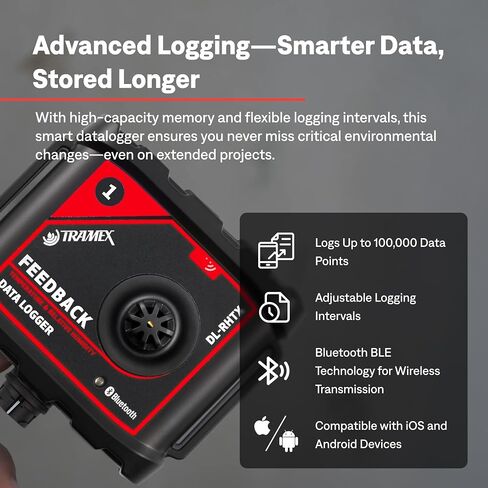 Tramex Feedback Datalogger Starter Kit FBSK5.1 | Feedback Datalogger DL-RHTX & RH Probe with Case | Measure & Log Ambient & in-situ Relative Humidity & Temperature Conditions in Buildings & Concrete in Kuwait