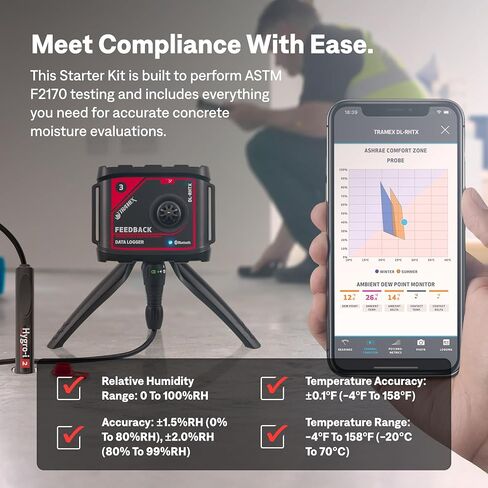 Tramex Feedback Datalogger Starter Kit FBSK5.1 | Feedback Datalogger DL-RHTX & RH Probe with Case | Measure & Log Ambient & in-situ Relative Humidity & Temperature Conditions in Buildings & Concrete in Kuwait