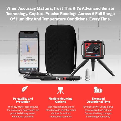 Tramex Feedback Datalogger Starter Kit FBSK5.1 | Feedback Datalogger DL-RHTX & RH Probe with Case | Measure & Log Ambient & in-situ Relative Humidity & Temperature Conditions in Buildings & Concrete in Kuwait