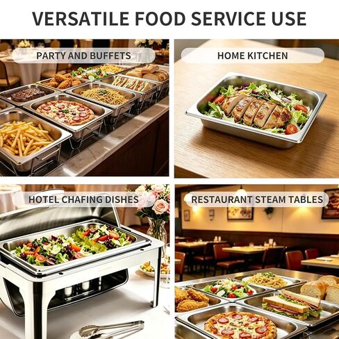 4 Pack Hotel Pans Half Size, 2.5" Deep Stainless Steel Steam Table Pan, Half Pans, Breading Trays, Steamer Pan, Hotel Pan, Chafing Dishes, Catering Trays for Hotel, Restaurant, Party, Buffet in Kuwait