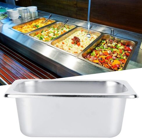 Steam Table Pans, Hotel Pan Square Stainless Steel Countertop Food Serving Display Pan Steam Pan Smoker Water Pan Food Buffet Basin Food Container for Hotel, Restaurant in Kuwait