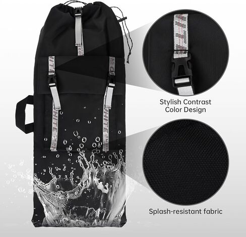 Large Skateboard Backpack - Fits 30 Inch & Oversize Skateboards up to 33", Waterproof Durable Skate Bag with Adjustable Shoulder Strap, Outer Pocket & Reflective Zipper Chain in Kuwait