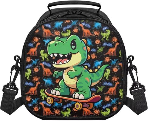Skateboard Dino Lunch Bag for Boys 4-8 – Compact 8.6"x8.2"x5.1" Food-Grade PEVA Lining (Easy Clean), Keeps Ice Packs Frozen 5h, Mesh Pocket – for School, Beach, Ages 3-8 in Kuwait