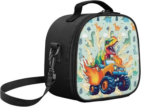 Skateboard Dino Lunch Bag for Boys 4-8 – Compact 8.6"x8.2"x5.1" Food-Grade PEVA Lining (Easy Clean), Keeps Ice Packs Frozen 5h, Mesh Pocket – for School, Beach, Ages 3-8 in Kuwait