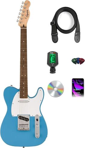 Fender Squier Sonic Telecaster - حزمة Torino Red مع Frontman 10G Amp، موالف، حزام، كابل، اللقطات، و Austin Bazaar Guitar DVD in Kuwait