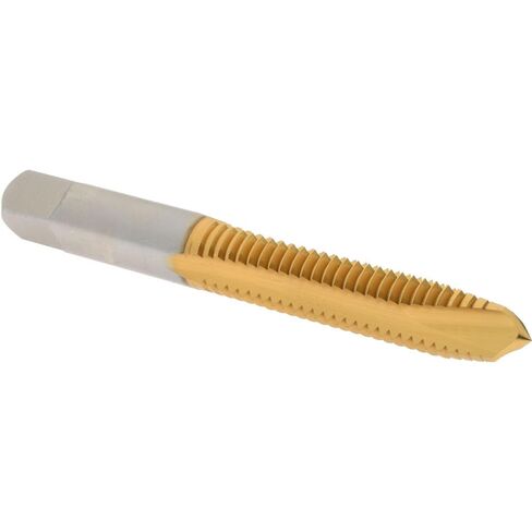 Hertel Spiral Point Tap, 3/8-16 UNC, HSS with TiN Coating, 3 Flutes, Plug Chamfer, 3B Class Fit, Right Hand Thread, 2-15/16" OAL in Saudi Arabia