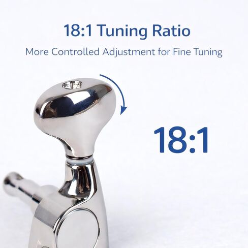 Guitar Tuners, 3L3R Sealed Tuning Pegs, 18:1 Guitar Machine Heads, 6-Pack with Screws Nuts and Washers, Silver-Plated Finish in Kuwait