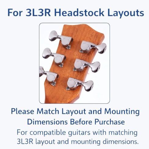 Guitar Tuners, 3L3R Sealed Tuning Pegs, 18:1 Guitar Machine Heads, 6-Pack with Screws Nuts and Washers, Silver-Plated Finish in Kuwait