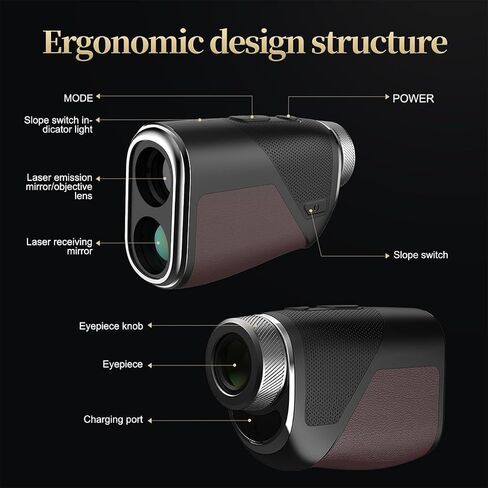 Golf Range Finder with Slope, 1200yd Leather Rangefinder, Switch for Tournament, 6X Magnification Flag Lock, Rechargeable Distance Measurment Device Accessory in Kuwait