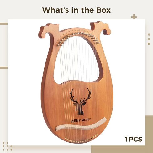 Lyre Harp 16 Strings, Full Size Mahogany Harp with Accessories, Portable Design, Suitable for Beginners, For Musicians in Kuwait