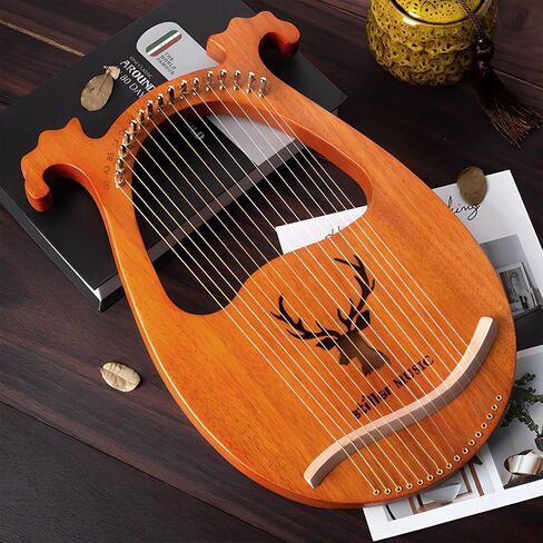 Lyre Harp 16 Strings, Full Size Mahogany Harp with Accessories, Portable Design, Suitable for Beginners, For Musicians in Kuwait