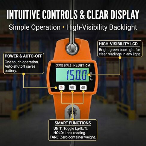 RESHY 660lb Digital Hanging Scale with Cast Aluminum Case, Portable Heavy Duty Crane Scale 300kg for Farm, Deer Hunting, Fishing, Livestock & Garage in Kuwait