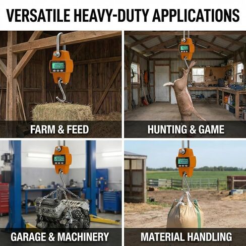 RESHY 660lb Digital Hanging Scale with Cast Aluminum Case, Portable Heavy Duty Crane Scale 300kg for Farm, Deer Hunting, Fishing, Livestock & Garage in Kuwait