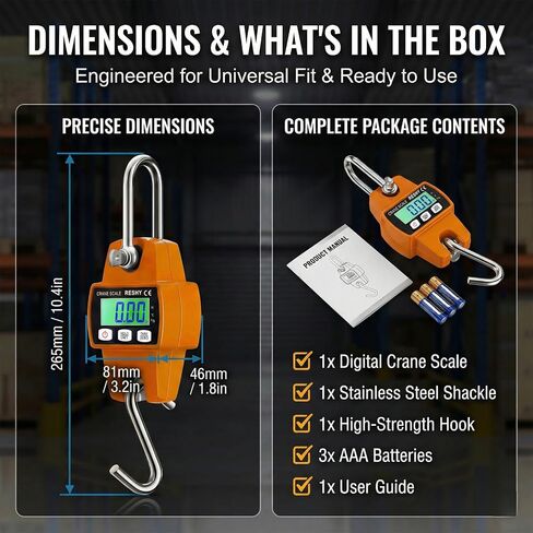 RESHY 660lb Digital Hanging Scale with Cast Aluminum Case, Portable Heavy Duty Crane Scale 300kg for Farm, Deer Hunting, Fishing, Livestock & Garage in Kuwait