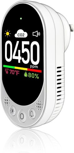 Indoor Air Quality Meters Plug-in Wall, 3-in-1 Air Detector(CO2,Temp and Humidity), Supports Manual Calibration&Customizable Thresholds, Visual & Audible Reminder, for Homes, Offices 1Pack in Kuwait