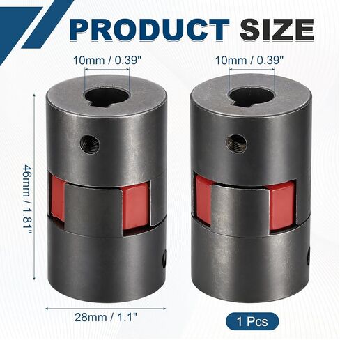 MECCANIXITY Flexible Coupling Coupler Set, 15/32" to 15/32" L050 L-Jaw Coupling Shaft, Rubber Spider Interchangeable for Spindle Transmissions Automation Equipment, Black in Kuwait