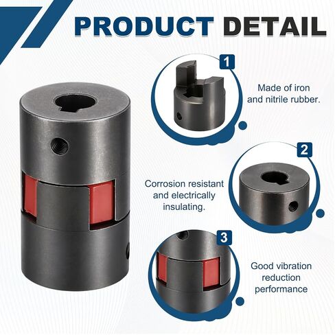 MECCANIXITY Flexible Coupling Coupler Set, 15/32" to 15/32" L050 L-Jaw Coupling Shaft, Rubber Spider Interchangeable for Spindle Transmissions Automation Equipment, Black in Kuwait