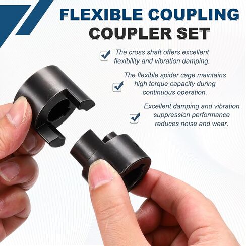 MECCANIXITY Flexible Coupling Coupler Set, 15/32" to 15/32" L050 L-Jaw Coupling Shaft, Rubber Spider Interchangeable for Spindle Transmissions Automation Equipment, Black in Kuwait