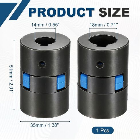 MECCANIXITY Flexible Coupling Coupler Set, 35/64" to 45/64" L070 L-Jaw Coupling Shaft, Rubber Spider Interchangeable for Spindle Transmissions Automation Equipment, Black in Kuwait