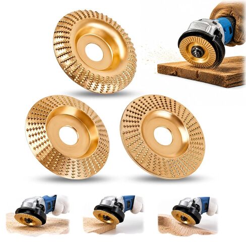Tungsten Carbide Cutting Wheel, 3PCS Wood Carving Disc Set for Angle Grinder, Grinding Shaping Disc and Polishing Wheel, Suitable for 4-9 inch Angle Grinders (Inner Diameter 7/8-inch(22mm)) in Kuwait