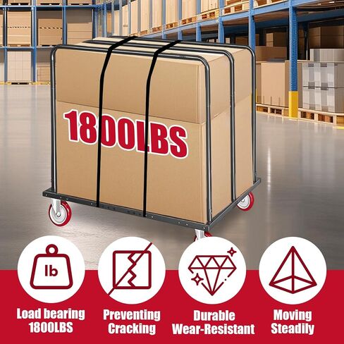 Folding Table Cart, 1800 LBS Heavy Duty Drywall Dolly with 5" PU Swivel Locking Wheels, 46"x29"x39" Multi-Purpose Cart for 60" Round Tables, Sheetrock, Lumber, Hotel, Party, Warehouse, Garage in Kuwait