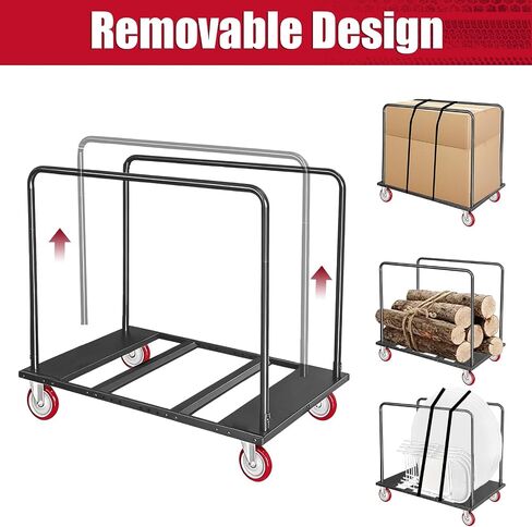 Folding Table Cart, 1800 LBS Heavy Duty Drywall Dolly with 5" PU Swivel Locking Wheels, 46"x29"x39" Multi-Purpose Cart for 60" Round Tables, Sheetrock, Lumber, Hotel, Party, Warehouse, Garage in Kuwait