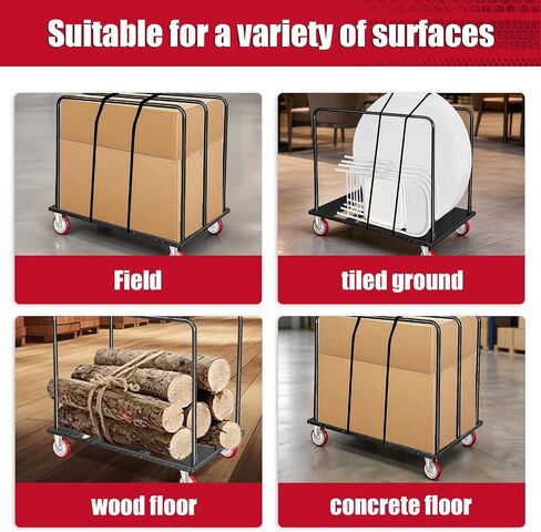Folding Table Cart, 1800 LBS Heavy Duty Drywall Dolly with 5" PU Swivel Locking Wheels, 46"x29"x39" Multi-Purpose Cart for 60" Round Tables, Sheetrock, Lumber, Hotel, Party, Warehouse, Garage in Kuwait