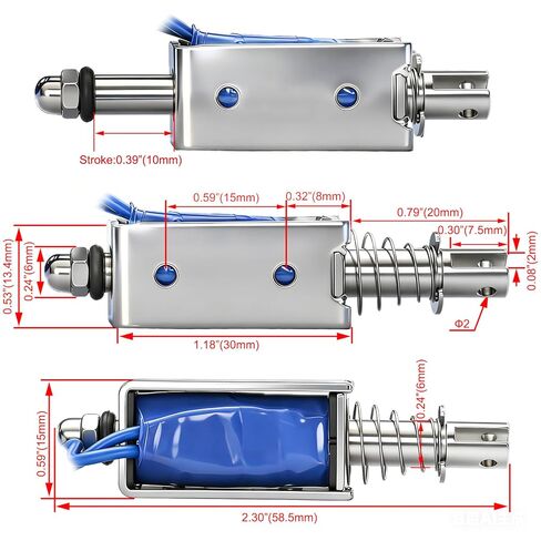 Heschen DC Solenoid Electromagnet, Push Pull Type, HS-0530B, DC12V 1.7A, 10mm Stroke, Initial Force 0.5N, Max Keep Force 5N, Open Frame, Linear Motion in Kuwait