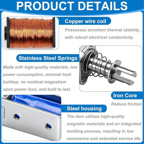 Heschen DC Solenoid Electromagnet, Push Pull Type, HS-0530B, DC12V 1.7A, 10mm Stroke, Initial Force 0.5N, Max Keep Force 5N, Open Frame, Linear Motion in Kuwait