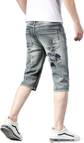 Gold Toucher Men Men 3/4 Sterbroidery Shorts & Jeans Summer Summer Classic Classic Straight Mourged Jeros Short in Kuwait