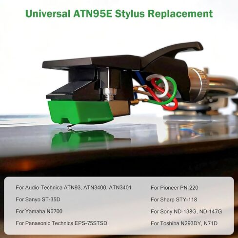ATN95E Diamond Record Needle Replacement Stylus for Audio-Technica AT-LP120-USB Turntables, Elliptical Phono Cartridge Fit for AT95E, AT93, AT3400, AT3450, AT3401, AT3410 in Saudi Arabia