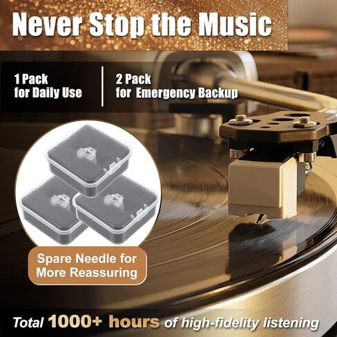 2-Pack ATN3600L Stylus Compatible with Audio-Technica AT-LP60X, Premium Diamond Tip Turntable Needle Compatible with AT3600L, AT-LP60, AT-LP60XBT, AT-LP2D, AT-PL300, Includes 2 Cleaning Brushes in Saudi Arabia
