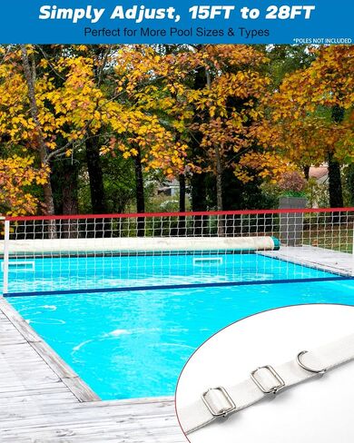 Swimming Pool Volleyball Net Replacement Heavy Duty, Extra-Long 15FT-28FT Adjustable, Upgraded All-Weather+Waterproof, Reinforced Borders, and Durable Nylon Straps - 15x3FT (Net Only) in Kuwait