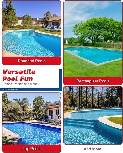 Upgraded Swimming Pool Volleyball Net Replacement, Extended 15FT-28FT Adjustable, Enhanced All Weather with Waterproof, Extra Thick Borders and Nylon Straps-15x3FT (Net Only) in Kuwait