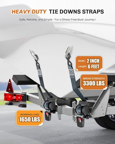 أشرطة ربط السقاطة القابلة للسحب من WELLUCK لمقطورة القارب، Jetski - قوة كسر شديدة التحمل 3300 رطل مع مسمار عرضي، 2 × 72 بوصة، عبوتان in Kuwait
