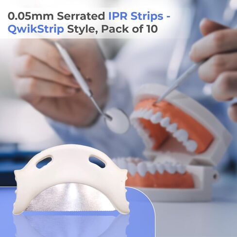 IPR Strips - 0.05mm Autoclavable QwikStrip Style Finishing Serrated Curved - 10 PCs Ideal for Cement Removal Finishing & Polishing in Kuwait