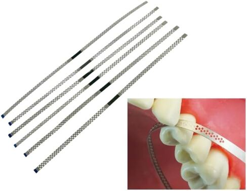 Stainless Steel Perforated Diamond - Dental Polishing Strips - 4.0mm Single-Sided Interproximal Finishing & Contouring Strips - Composite Polishing Smoothing & Ortho Use – Pack of 6 Strips in Kuwait