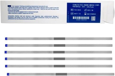 Stainless Steel Perforated Diamond - Dental Polishing Strips - 4.0mm Single-Sided Interproximal Finishing & Contouring Strips - Composite Polishing Smoothing & Ortho Use – Pack of 6 Strips in Kuwait