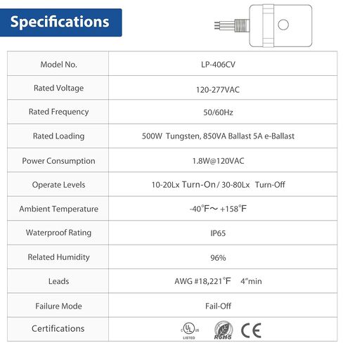 1 Pack Dusk to Dawn Sensor,120-277VAC Photocell Sensor for Outdoor Lights,Swivel Photoelectric Switch,IP65 Waterproof Auto On/Off Light Switch for Outside Lighting Control in Kuwait