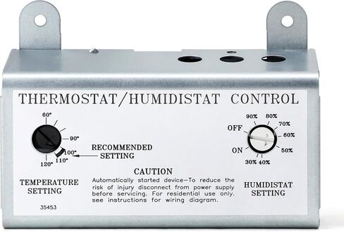 Attic Fan Thermostat and Humidistat, Adjustable Temperature and Humidity Controller 120V Thermostat Replacement for Power Attic Ventilators, Greenhouse Fan and Exhaust Fan in Kuwait