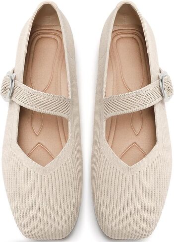 Women's Flats Shoes Foldable Mary Jane Ballet Flat for Women Comfortable Dress Square Toe Womens Knit Shoe for Casual Office Work in Kuwait