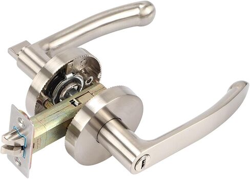 Direct Selling Three-Rod Handle Lock zinc Alloy Indoor Door Lock Room Door Passage Door Heavy-Duty Three-Rod Spherical Handle Lock(Brushed Silver BK Without Key) in Kuwait
