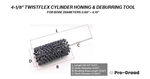 شحذ اسطوانة TwistFlex Pro-Graad | أداة شحذ وإزالة الأسطوانات المرنة 4-1/8 بوصة 240SC | فرشاة تجويف 4.125 بوصة لأقطار الفتحة 3.90 بوصة - 4.15 بوصة | كربيد السيليكون 240 حبيبة 0.354 بوصة طول الساق 13-1/2 بوصة in Kuwait