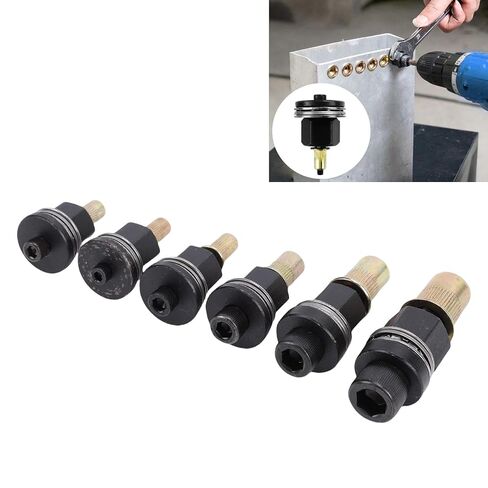 LICAEVEY Rivnut Tool Mandrels Set 6PCS, Hand Rivet Nut Tool Replacement Mandrels 10-24 to 3/8-16, Compatible with Rivet Nut Guns for Threaded Inserts in Kuwait