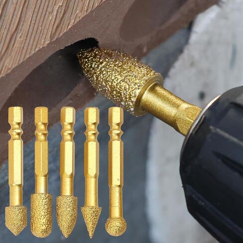 5Pcs Diamond Grinding Head Universal Shank Brazing File for Cast Iron Stainless Steel Ceramics Stone Grinding Polishing Engraving in Kuwait